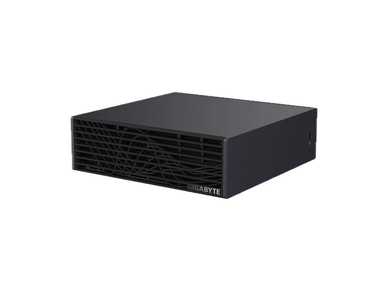 Gigabyte AI TOP ATOM — GB10 desk AI supercomputer, front three-quarter view