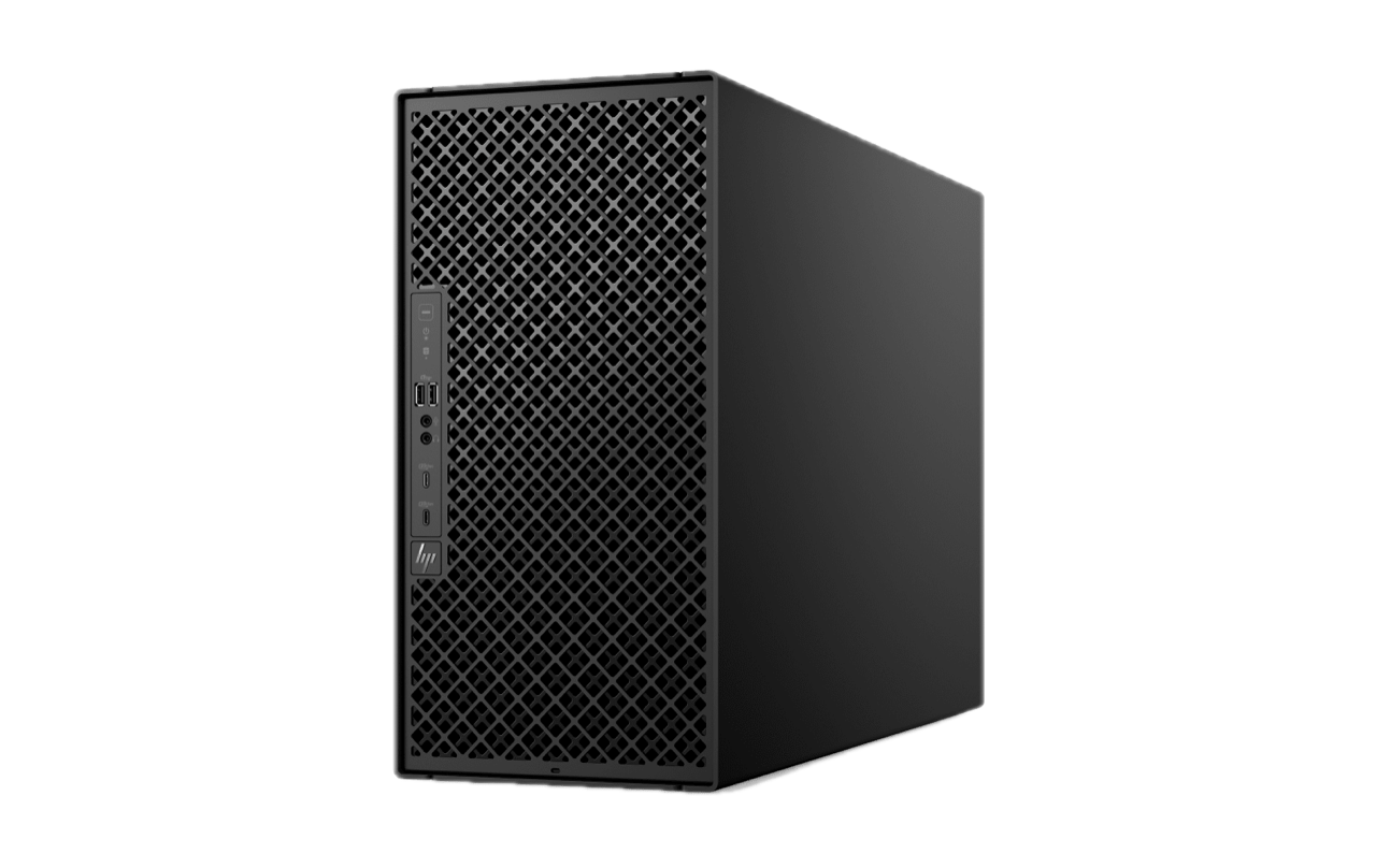 HP ZGX Fury AI Station G1n — GB300 workstation tower, front three-quarter view